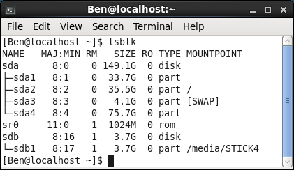 Laufwerksliste im Linux-Terminal